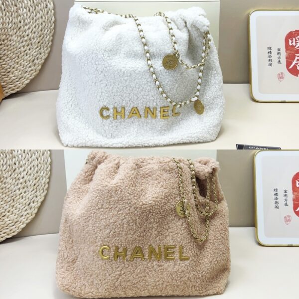 CHANEL 22 MINI HANDBAG SHEARLING & GOLD TONE METAL LIGHT PINK 20CM AS3980 B18299 NZZG1 - Image 2