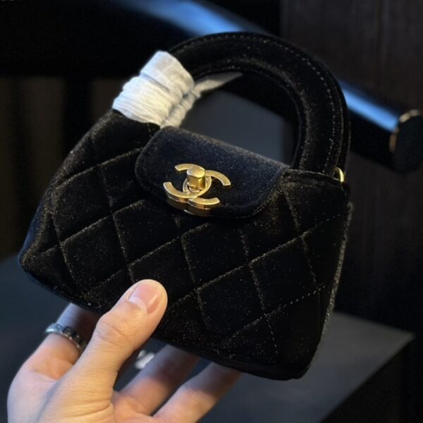 CHANEL VELVET NANO KELLY RE EDITION BLACK 13CM - Image 4