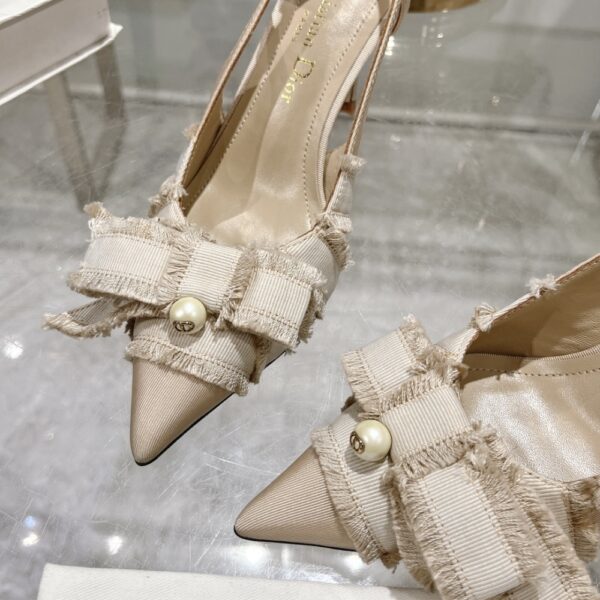 DIOR ADIORABLE SLINGBACK PUMP NUDE FRINGED GROSGRAIN - Image 5