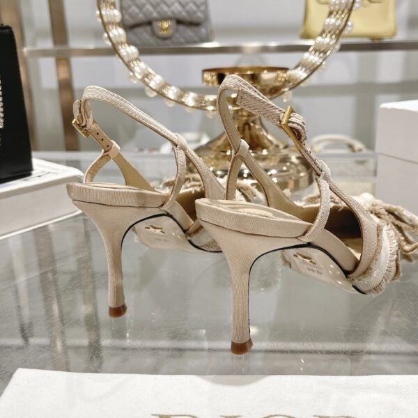 DIOR ADIORABLE SLINGBACK PUMP NUDE FRINGED GROSGRAIN - Image 6