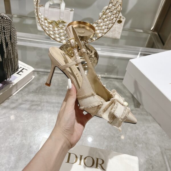 DIOR ADIORABLE SLINGBACK PUMP NUDE FRINGED GROSGRAIN - Image 8