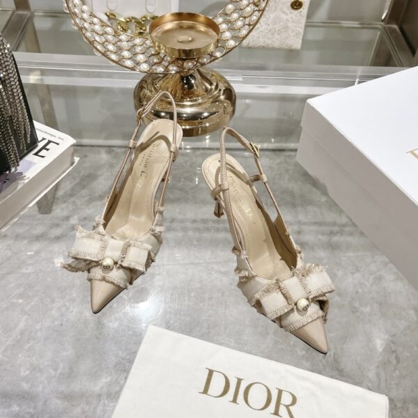 DIOR ADIORABLE SLINGBACK PUMP NUDE FRINGED GROSGRAIN - Image 2