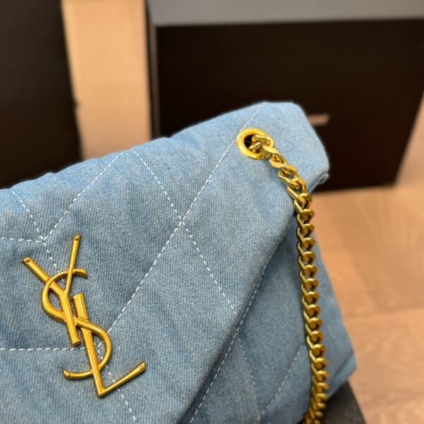 SAINT LAURENT LOULOU PUFFER SMALL SHOULDER BAG IN BLUE DENIM 28CM - Image 2