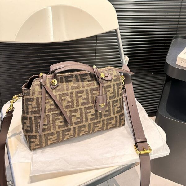 FENDI BY THE WAY SOFT MEDIUM BROWN FF JACQUARD FABRIC BAG 27CM 8BL155AFPMF1GL7 - Image 2