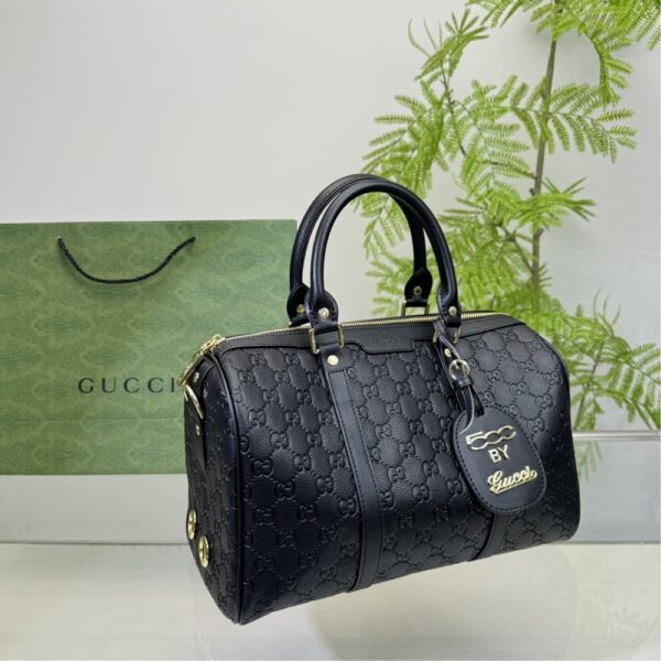 GUCCI TOTE BAG CANVAS LEATHER CROSSBODY HANDBAG BLACK 33CM - Image 3