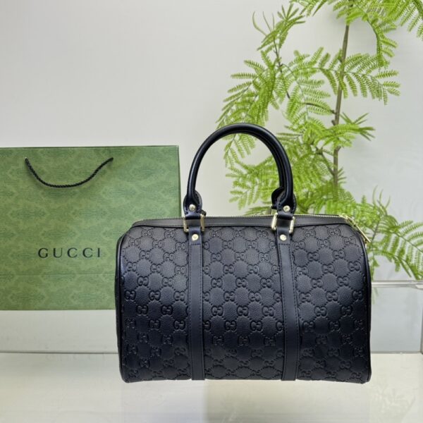 GUCCI TOTE BAG CANVAS LEATHER CROSSBODY HANDBAG BLACK 33CM - Image 4