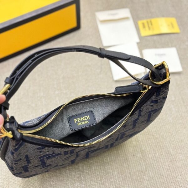 FENDI FENDIGRAPHY SMALL DARK BLUE FF CHENILLE BAG 30CM 8BR798ASU0F1PQM - Image 4
