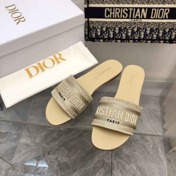 DIOR DWAY SLIDE GOLD-TONE COTTON EMBROIDERED WITH GOLD TONE - Image 5