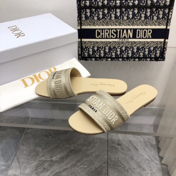 DIOR DWAY SLIDE GOLD-TONE COTTON EMBROIDERED WITH GOLD TONE - Image 6