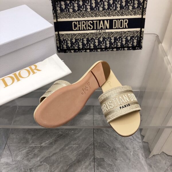 DIOR DWAY SLIDE GOLD-TONE COTTON EMBROIDERED WITH GOLD TONE - Image 7