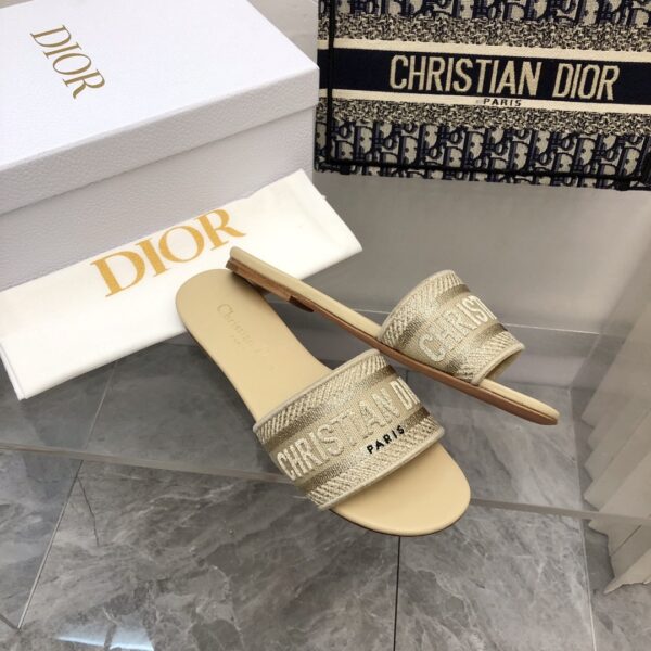 DIOR DWAY SLIDE GOLD-TONE COTTON EMBROIDERED WITH GOLD TONE - Image 8