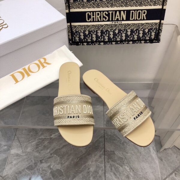 DIOR DWAY SLIDE GOLD-TONE COTTON EMBROIDERED WITH GOLD TONE - Image 10
