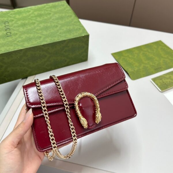 GUCCI DIONYSUS SUPER MINI BAG PATENT LEATHER ROSSO ANCORA RED 18CM 795368 0AAA8 6207 - Image 2