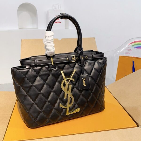 SAINT LAURENT LEATHER LEATHER HANDBAG BLACK 33CM - Image 3
