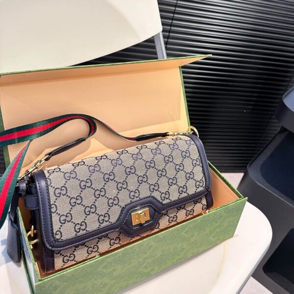 GUCCI LUCE SMALL SHOULDER BAG BEIGE AND BLUE ORIGINAL 27CM 786027 FADAC 8559 - Image 2