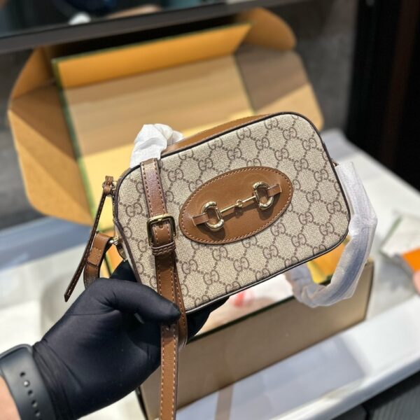 GUCCI HORSEBIT 1955 MINI SHOULDER BAG BEIGE AND EBONY 18CM ‎760196 92TCG 8563 - Image 2