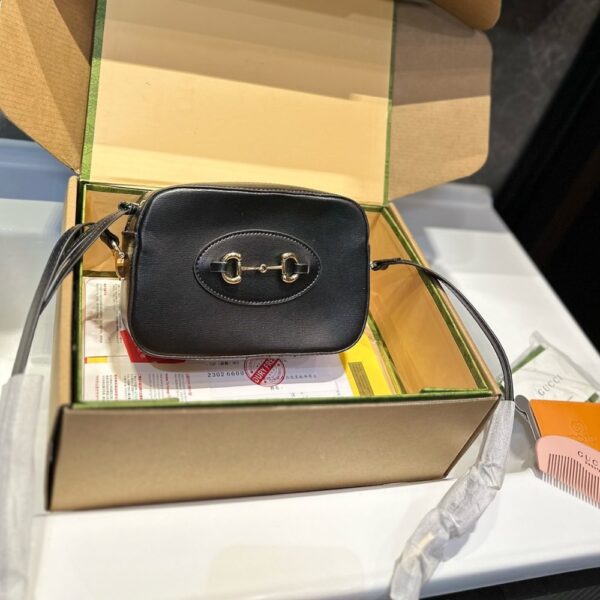 GUCCI HORSEBIT 1955 MINI SHOULDER BAG BLACK 18CM 760196 1AAQD 1000 - Image 2