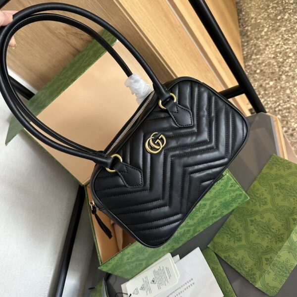 GUCCI MARMONT SMALL TOP HANDLE BAG BLACK 25CM 795199 AABZB 1000 - Image 2