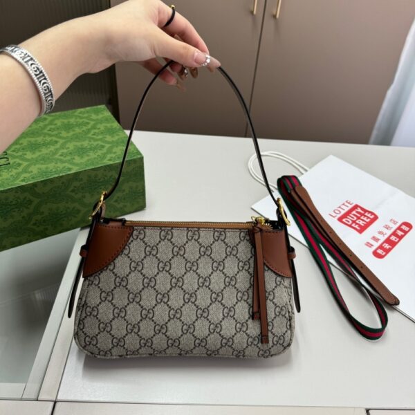 GUCCI GG EMBLEM SUPER MINI SHOULDER BAG BEIGE AND BROWN 24CM 820696 FAD6L 9758 - Image 2
