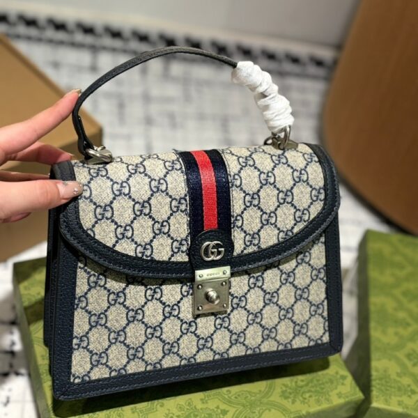GUCCI OPHIDIA SMALL TOP HANDLE BAG BEIGE AND BLACK 25CM 651055 96IWN 4076 - Image 2