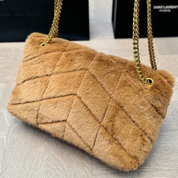 SAINT LAURENT PUFFER BAG IN SHEARLING BROWN 28CM - Image 5