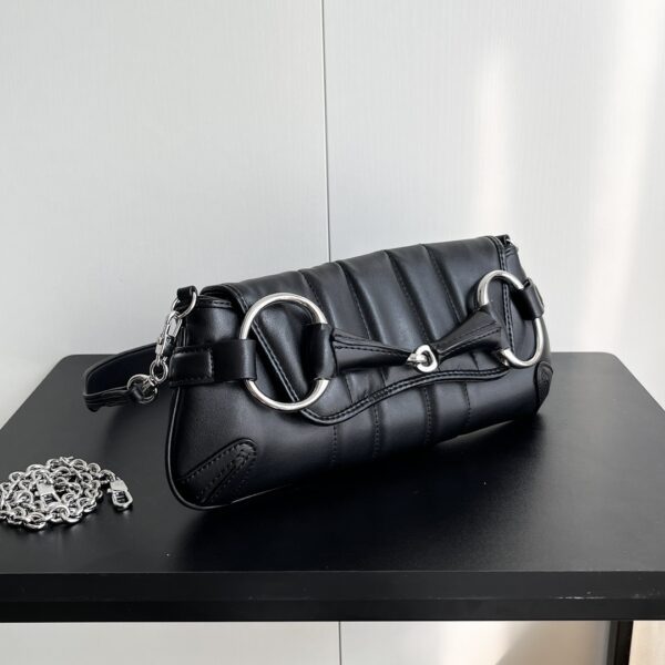 GUCCI HORSEBIT CHAIN SMALL SHOULDER BAG BLACK 27CM 764255 AACU1 1000 - Image 2