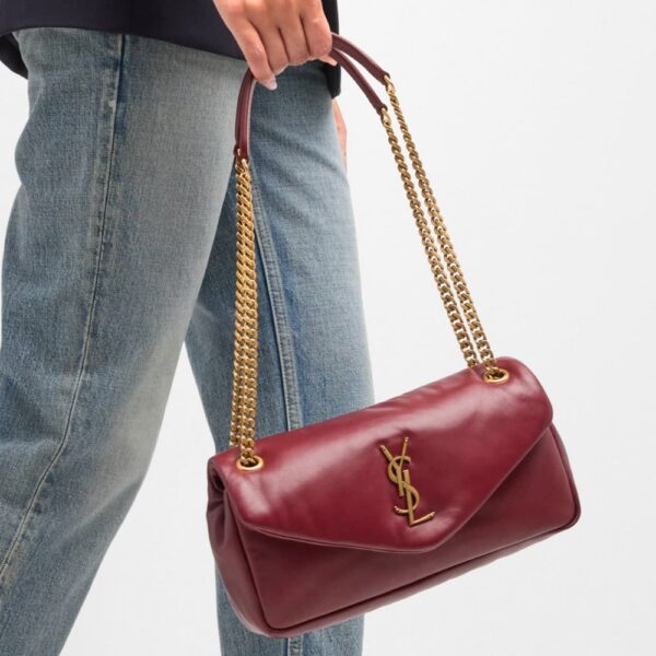 SAINT LAURENT CALYPSO SMALL IN PLUNGED ROUGE MERLOT 27CM 734153AACQO6268 - Image 3