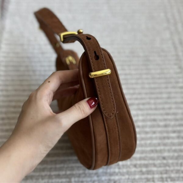 PRADA ARQUÉ SUEDE SHOULDER BAG COCOA BROWN 22CM 1BC194 2C4S F0324 V OOO - Image 3