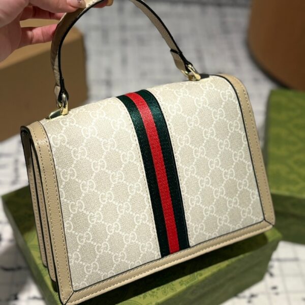 GUCCI OPHIDIA SMALL TOP HANDLE BAG BEIGE 25CM 651055 UULAG 9682 - Image 3