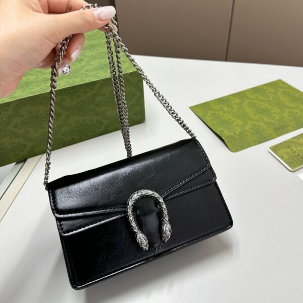 GUCCI DIONYSUS SUPER MINI BAG PATENT LEATHER BLACK 18CM 795368 0AAA6 1000 - Image 3