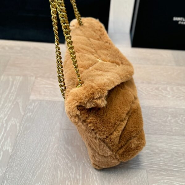SAINT LAURENT PUFFER BAG IN SHEARLING BROWN 28CM - Image 2