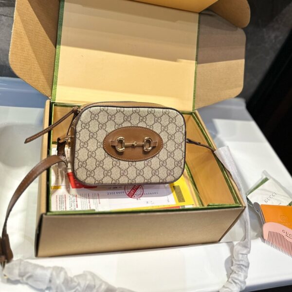 GUCCI HORSEBIT 1955 MINI SHOULDER BAG BEIGE AND EBONY 18CM ‎760196 92TCG 8563 - Image 5