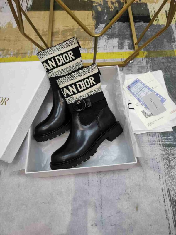 DIOR D MAJOR ANKLE BOOT FABRIC AND LEATHER WHITE AND BLACK - Image 3