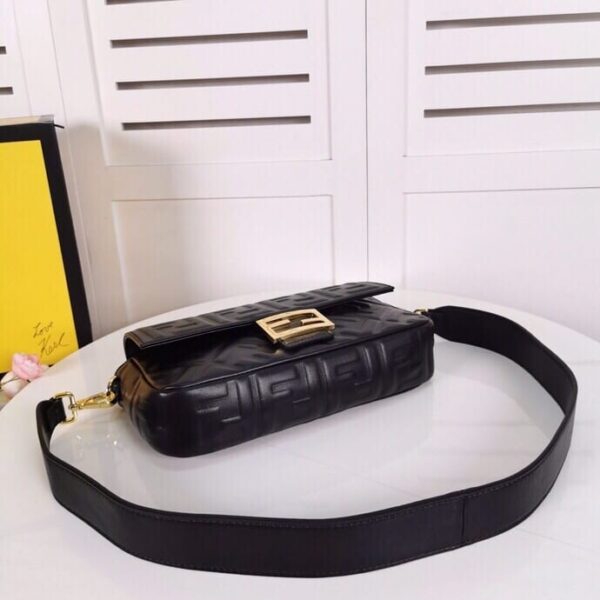 FENDI BAGUETTE LEATHER BLACK NAPPA BAG 27CM - Image 6