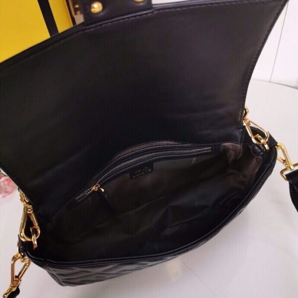 FENDI BAGUETTE LEATHER BLACK NAPPA BAG 27CM - Image 5