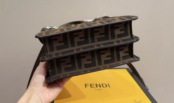 FENDI PEEKABOO ISEEU PETITE JACQUARD FF FABRIC BAG WITH CRYSTALS 21CM 8BN335APKPF0TPN - Image 10