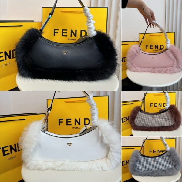FENDI O'LOCK SWING FUR BAG PINK 30CM - Image 3