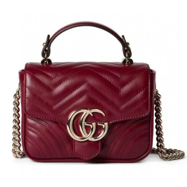 GUCCI GG MARMONT MINI TOP HANDLE BAG RED 17CM ‎811238 AAECK 6207 - Image 2