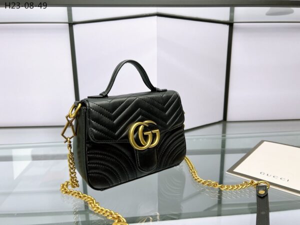 GUCCI GG MARMONT MINI TOP HANDLE BAG BLACK 20CM ‎547260 DTDIT 1000 - Image 2