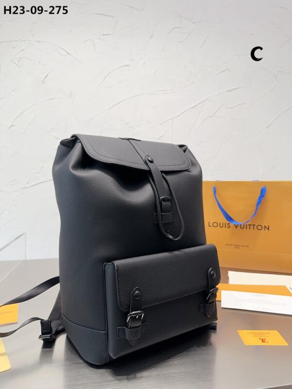 LOUIS VUITTON CHRISTOPHER SLIM BACKPACK RUCKSACK TAURILLON LEATHER BLACK 40CM M58644 - Image 3
