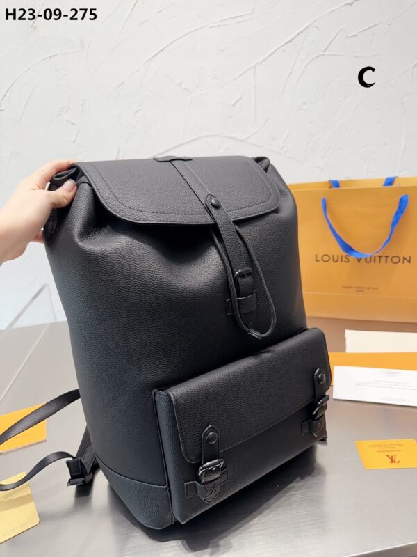 LOUIS VUITTON CHRISTOPHER SLIM BACKPACK RUCKSACK TAURILLON LEATHER BLACK 40CM M58644 - Image 4
