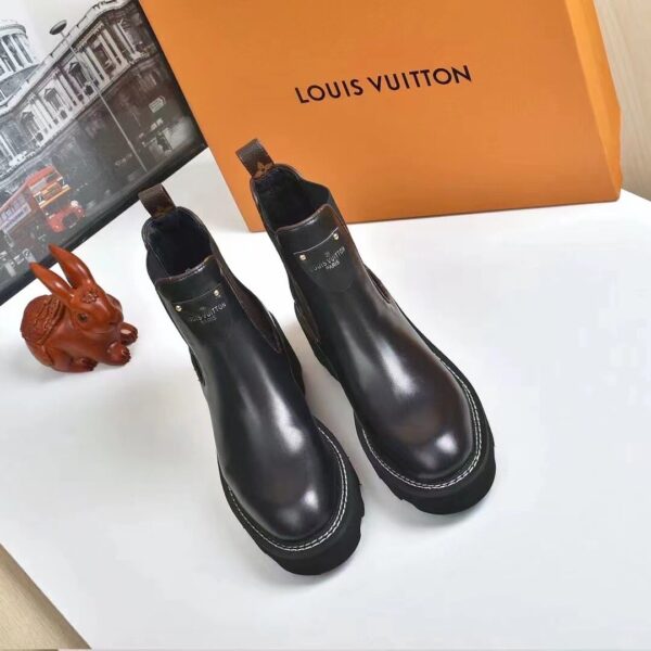 LOUIS VUITTON LV BEAUBOURG ANKLE BOOTS CALF LEATHER BLACK 1A8949 - Image 4