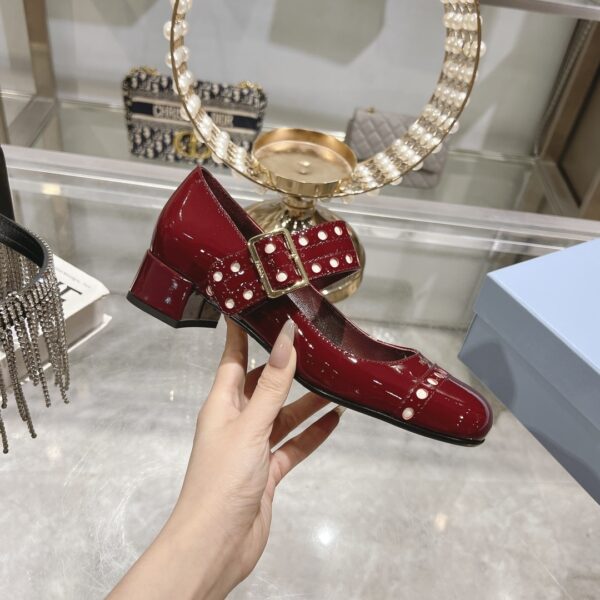 PRADA PATENT LEATHER MARY JANE PUMPS RED - Image 4