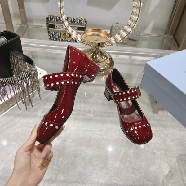 PRADA PATENT LEATHER MARY JANE PUMPS RED - Image 3