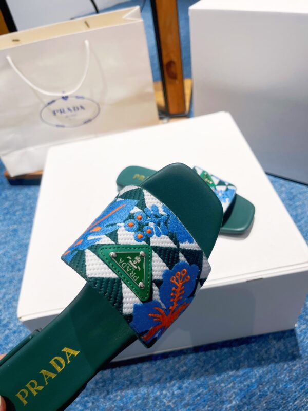 PRADA JACQUARD LOGO SLIDES GREEN - Image 2