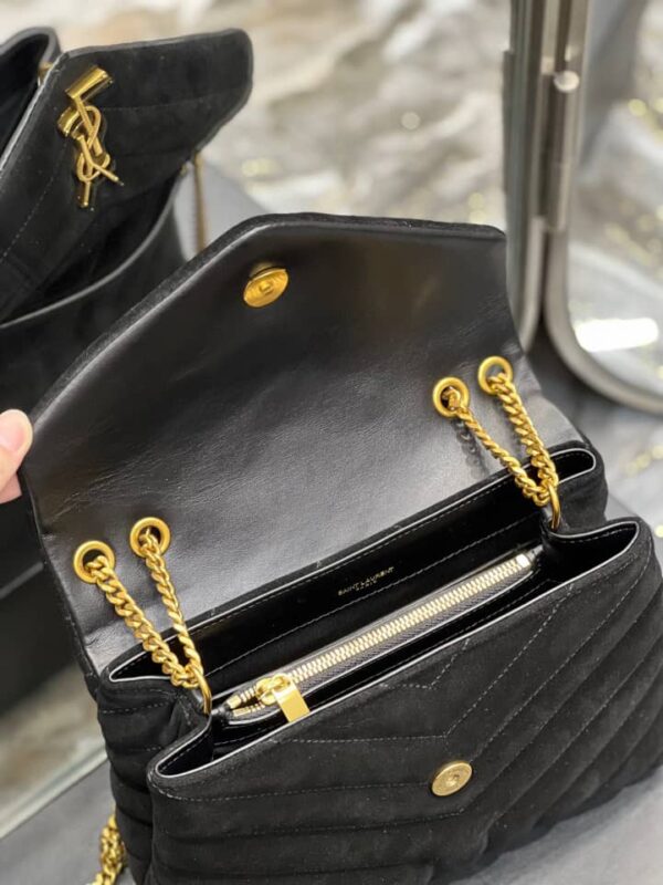 SAINT LAURENT LOULOU SMALL FLAP BAG SUEDE BLACK 25CM - Image 8