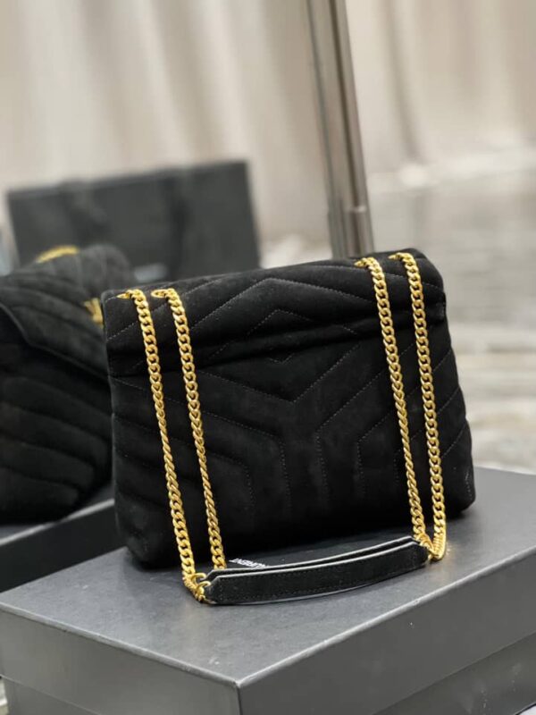 SAINT LAURENT LOULOU SMALL FLAP BAG SUEDE BLACK 25CM - Image 9