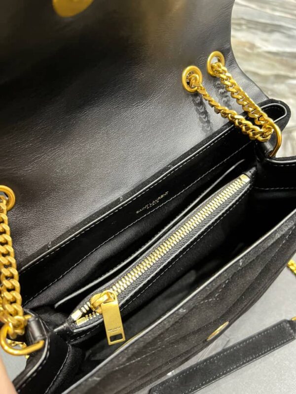 SAINT LAURENT LOULOU SMALL FLAP BAG SUEDE BLACK 25CM - Image 10