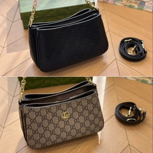 GUCCI GG EMBLEM SMALL SHOULDER BAG BLACK 23CM 815409 AAEEM 1000 - Image 3