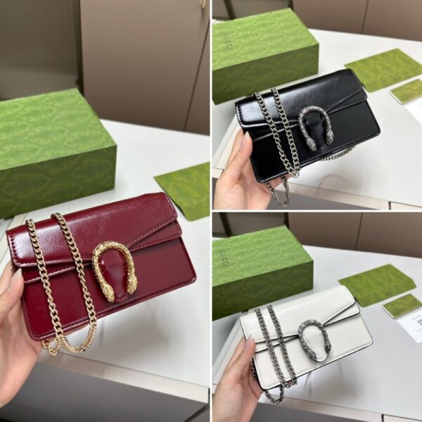 GUCCI DIONYSUS SUPER MINI BAG PATENT LEATHER ROSSO ANCORA RED 18CM 795368 0AAA8 6207 - Image 3